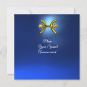 PISCES Gold Aqua Blue Zodiac Birthday Party Kaart (Achterkant)