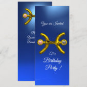 PISCES Gold Aqua Blue Zodiac Birthday Party Kaart (Voorkant / Achterkant)