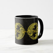 Pisces Gold op leder Mok (Voorkant rechts)