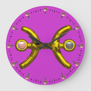 PISCES GOLD ZODIAC BIRTHDAY JEWEL MET PEARLS GROTE KLOK