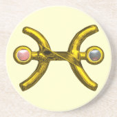 PISCES GOLD ZODIAC BIRTHDAY JEWEL Pearl Ivory Zandsteen Onderzetter (Voorkant)