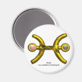 PISCES Gold Zodiac Birthday Sign, White Pink Pearl Magneet (Voorkant / Achterkant)
