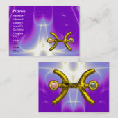 PISCES GOLD ZODIAC SIGN Astrology Paars Violet Visitekaartje (Voorkant / Achterkant)