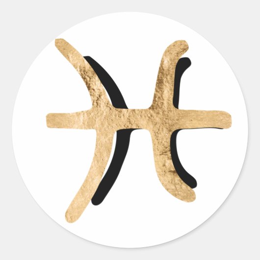 Pisces gouden zwarte textuur zodiac constellatie ronde sticker (Voorkant)