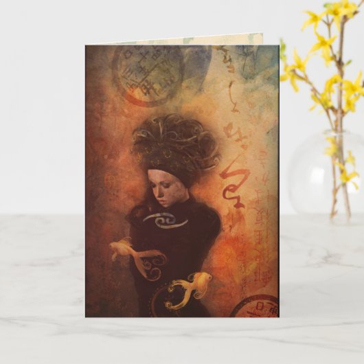 Pisces Greeting Kaart (Gele Bloem)