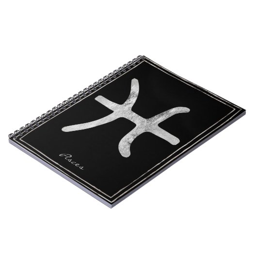 Pisces hammered zilver gestileerde astrologiesymbo notitieboek (Linkerzijde)