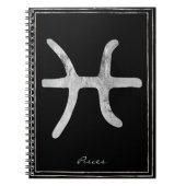 Pisces hammered zilver gestileerde astrologiesymbo notitieboek (Voorkant)