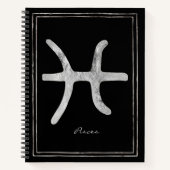 Pisces hammered zilver gestileerde astrologische s notitieboek (Voorkant)