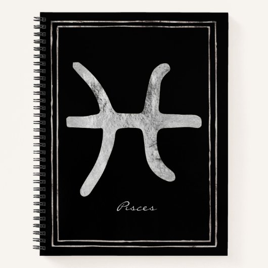 Pisces hammered zilver gestileerde astrologische s notitieboek (Voorkant)