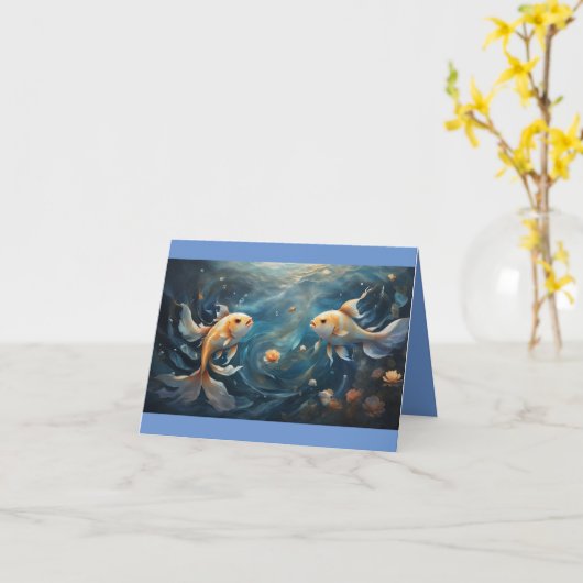 Pisces Happy Birthday Kaart (Gele Bloem)