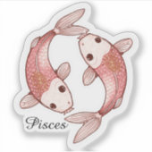 Pisces Hemel Zodiac Sticker - Tweeling Vis Kunst (Voorkant)