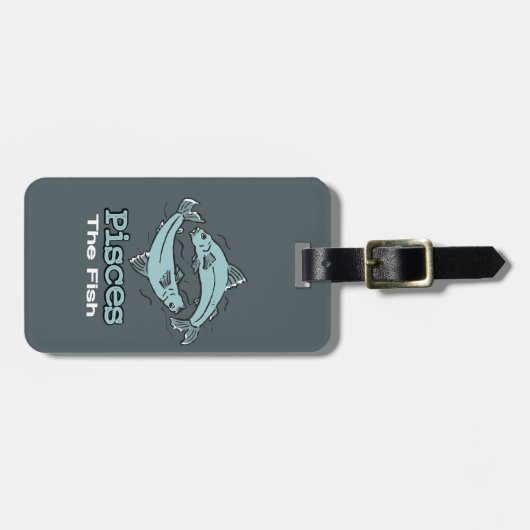 Pisces het visgrijze blauwe bagagelabel (Voorkant horizontaal)