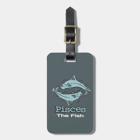 Pisces het visgrijze blauwe bagagelabel (Voorkant verticaal)