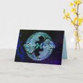 pisces het viszodiale wenskaart kaart (Gele Bloem)