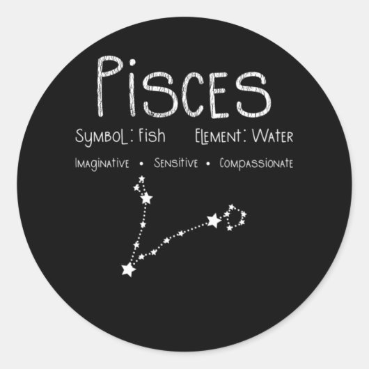 Pisces Horoscope Astrology Star Sign Birthday Gift Ronde Sticker (Voorkant)