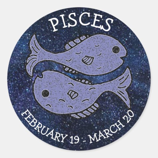 Pisces Horoscope Zodiac Astrological Sign Ronde Sticker (Voorkant)