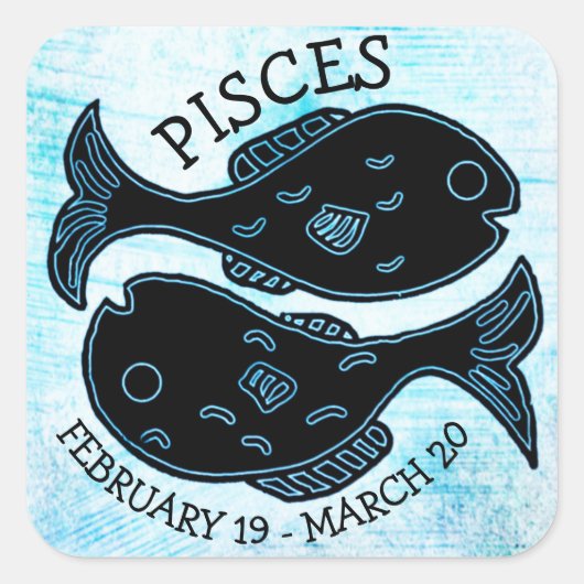 Pisces Horoscope Zodiac Astrological Sign Vierkante Sticker (Voorkant)
