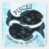 Pisces Horoscope Zodiac Astrological Sign Vierkante Sticker (Voorkant)