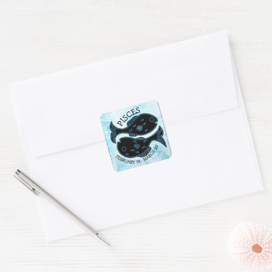 Pisces Horoscope Zodiac Astrological Sign Vierkante Sticker (Envelop)