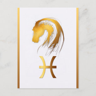 Pisces Horse Birthday Astrlogy Verticaal Briefkaar Briefkaart