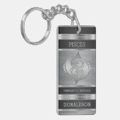 Pisces ♓ in Black en Silver Mesh Sleutelhanger (Voorkant Links)