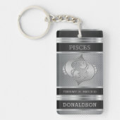 Pisces ♓ in Black en Silver Mesh Sleutelhanger (Voorkant)