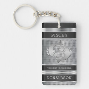 Pisces ♓ in Black en Silver Mesh Sleutelhanger