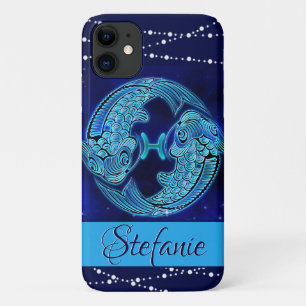 Pisces in Dark Blue Hoesje-Mate iPhone Case