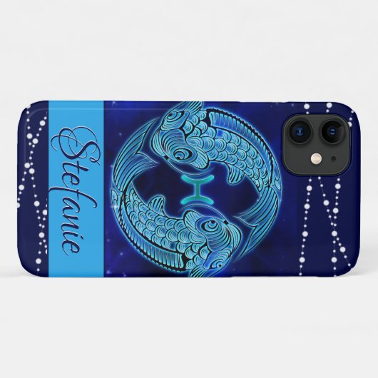 Pisces in Dark Blue Hoesje-Mate iPhone Case (Achterkant (horizontaal))