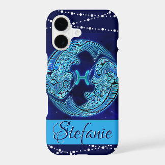 Pisces in Dark Blue Hoesje-Mate iPhone Case