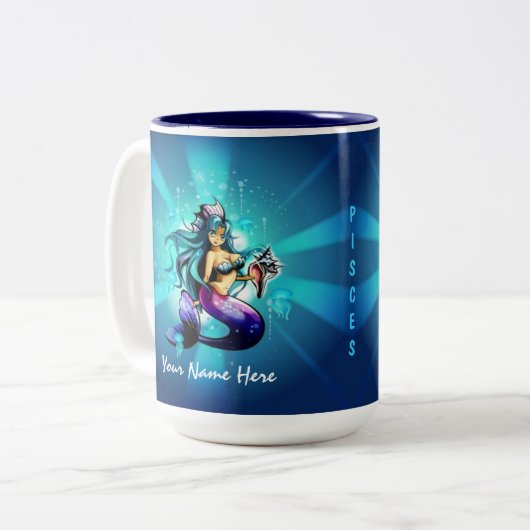 Pisces Jouw naam Mok toevoegen (Voorkant links)