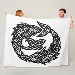 Pisces Keltisch Tweestroom‑Sigil BurnsInHell Ink Fleece Deken