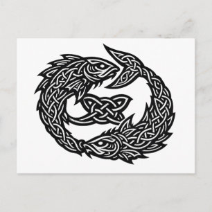 Pisces Keltisch Tweestroom‑Symbool   BurnsInHell I Briefkaart