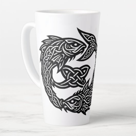 Pisces Keltisch Tweestroom‑Symbool | BurnsInHell I Latte Mok (Linkerhoek)