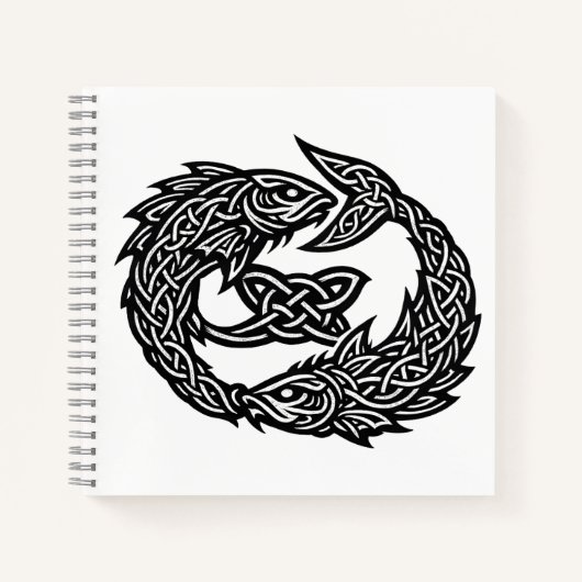 Pisces Keltisch Tweestroom‑Symbool | BurnsInHell I Notitieboek (Voorkant)