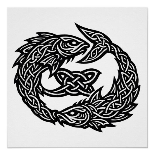 Pisces Keltisch Tweestroom‑Symbool | BurnsInHell I Perfect Poster (Voorkant)