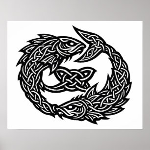 Pisces Keltisch Tweestroom‑Symbool BurnsInHell I Poster