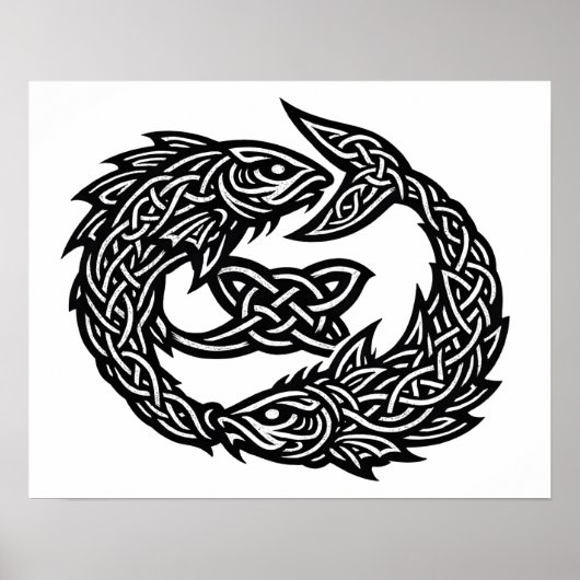 Pisces Keltisch Tweestroom‑Symbool | BurnsInHell I Poster (Voorkant)