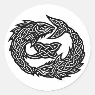 Pisces Keltisch Tweestroom‑Symbool BurnsInHell I Ronde Sticker