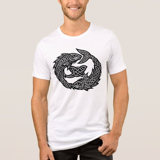 Pisces Keltisch Tweestroom‑Symbool | BurnsInHell I Tri-Blend Shirt (Voorkant)
