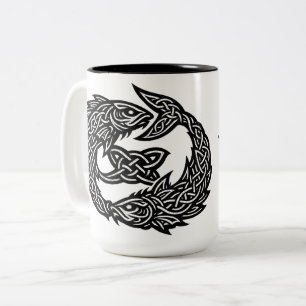Pisces Keltisch Tweestroom‑Symbool BurnsInHell I Tweekleurige Koffiemok