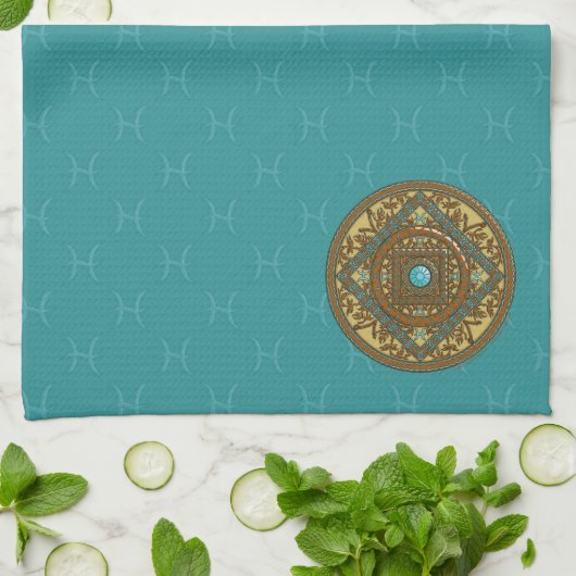 Pisces Mandala Hand Towel Theedoek (Gevouwen)