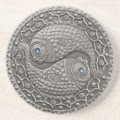 Pisces Medallion Zandsteen Onderzetter (Voorkant)