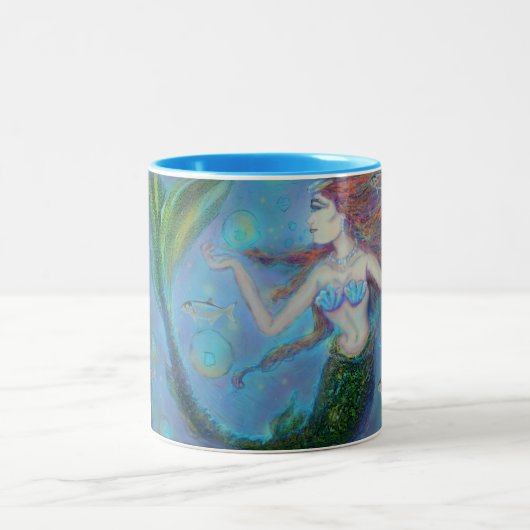 Pisces Mermaid Blue 15oz Mok van tweetone koffie (Center)