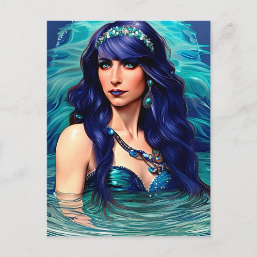 Pisces Mermaid Queen Original Fantasy art Briefkaart (Voorkant)