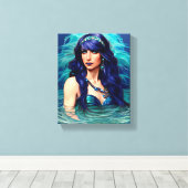 Pisces Mermaid Queen Original Fantasy art Canvas Afdruk (Insitu (Houten vloer))