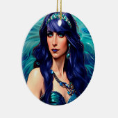 Pisces Mermaid Queen Original Fantasy art Keramisch Ornament (Rechts)