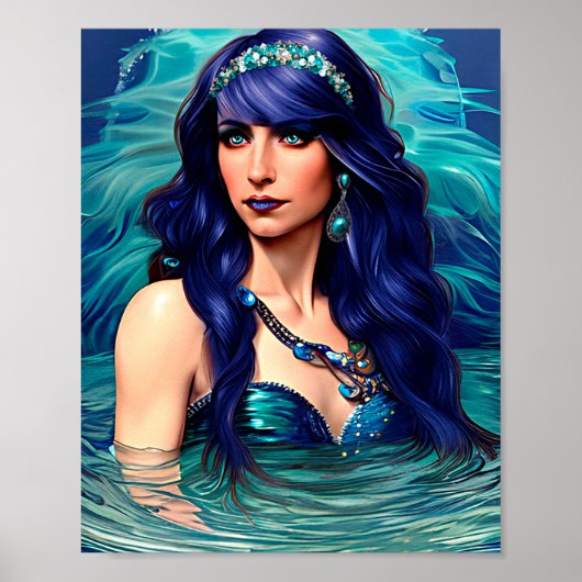 Pisces Mermaid Queen Original Fantasy art Poster (Voorkant)