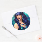 Pisces Mermaid Queen Original Fantasy art Ronde Sticker (Envelop)