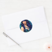Pisces Mermaid Queen Original Fantasy art Ronde Sticker (Envelop)